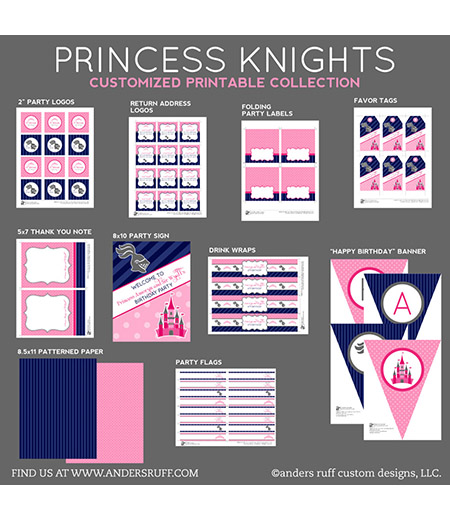 Princesses and Knights Birthday Party Printables Collection